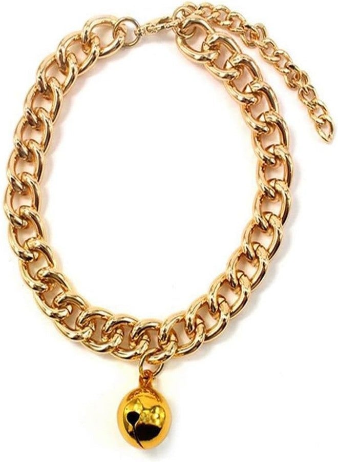 Sluswallow Gold Pet Collar,Dog Collar Gold Chain Collar Pet Chain Necklace with Bell for Cat Dog Necklace Jewelry Clothing Accessories Supplies, Basic Collars, Basic Collars - Image 1